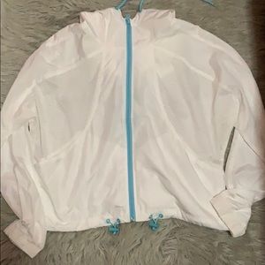 White and sky blue workout jacket